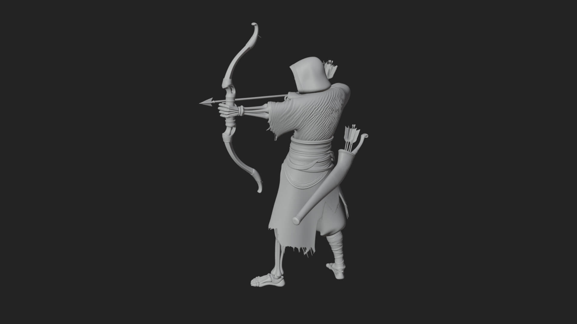 Skeleton Archer Statue Design 4 3D Print Model 3D Model