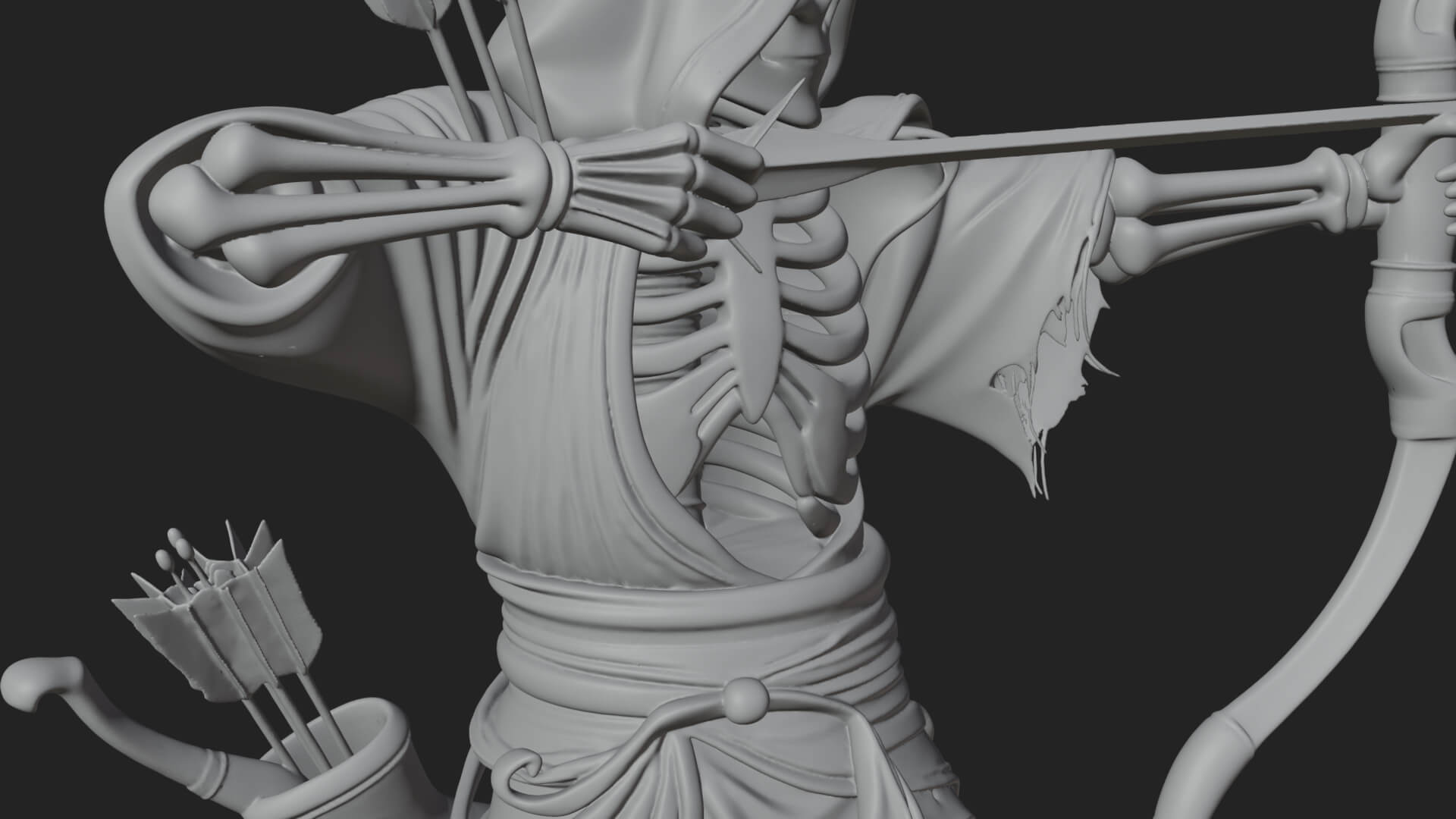 Skeleton Archer Statue Design 4 3D Print Model 3D Model