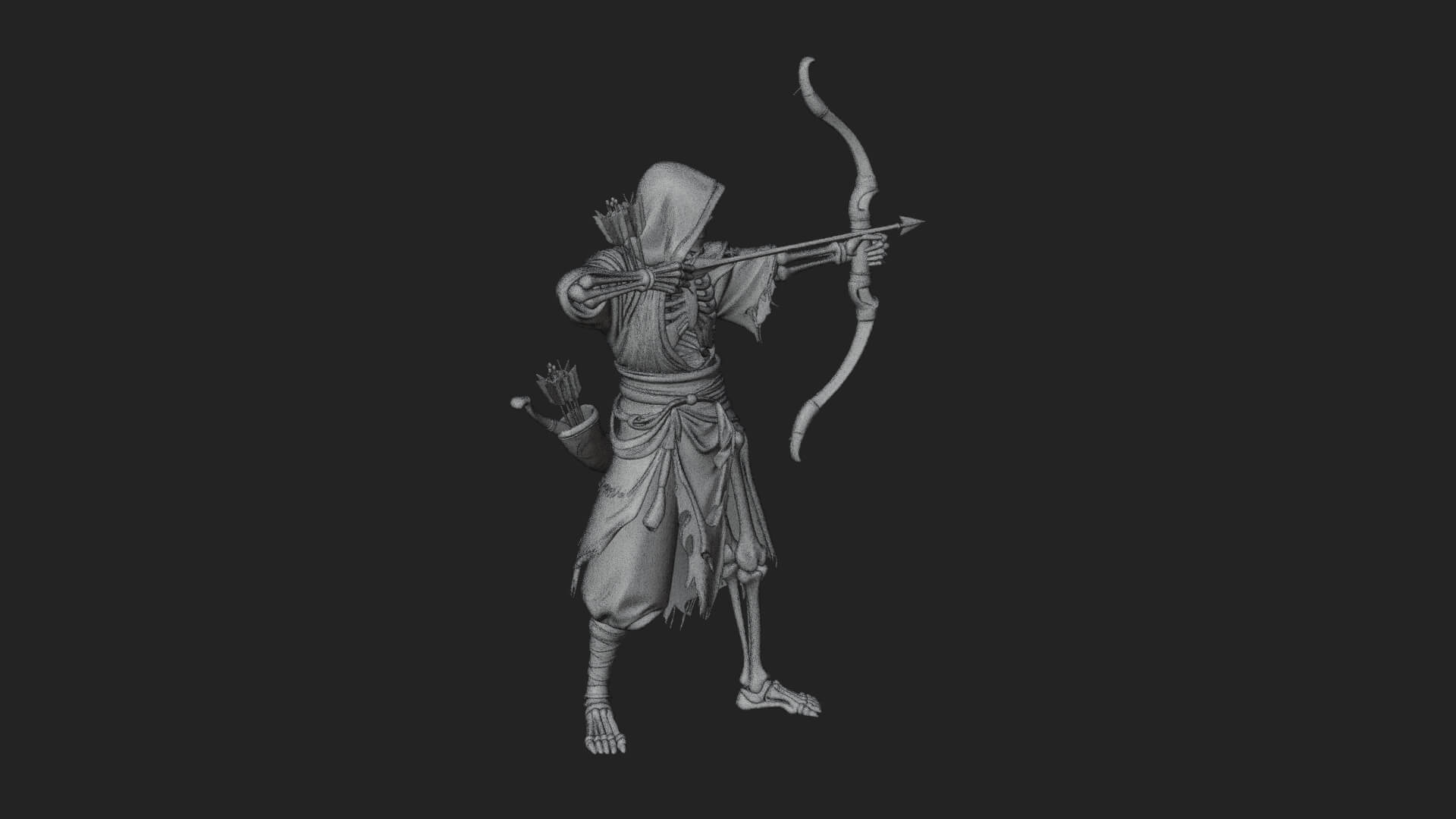 Skeleton Archer Statue Design 4 3D Print Model 3D Model