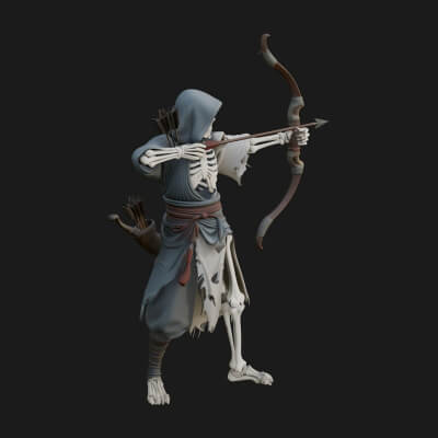 Skeleton Archer Statue Design 4 3D Print Model
