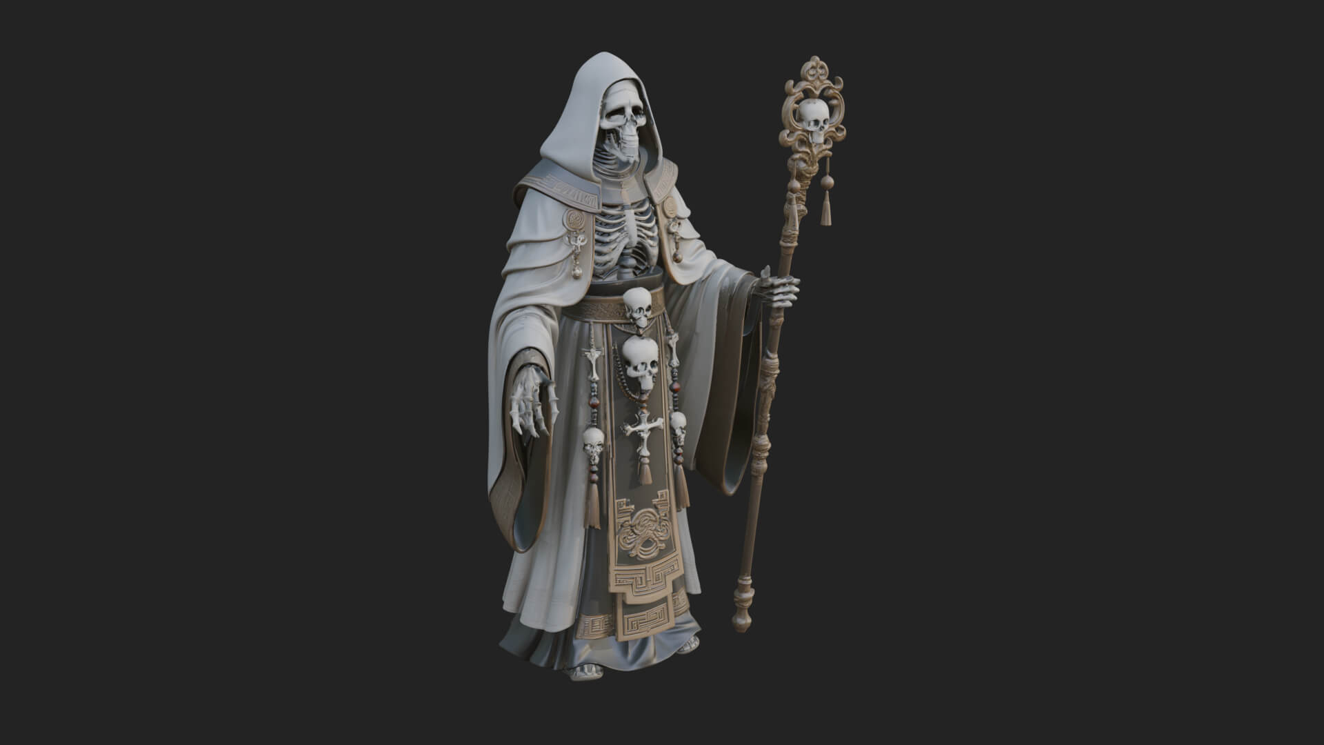 Skeleton Bishop Statue Design 5 3D Print Model 3D Model