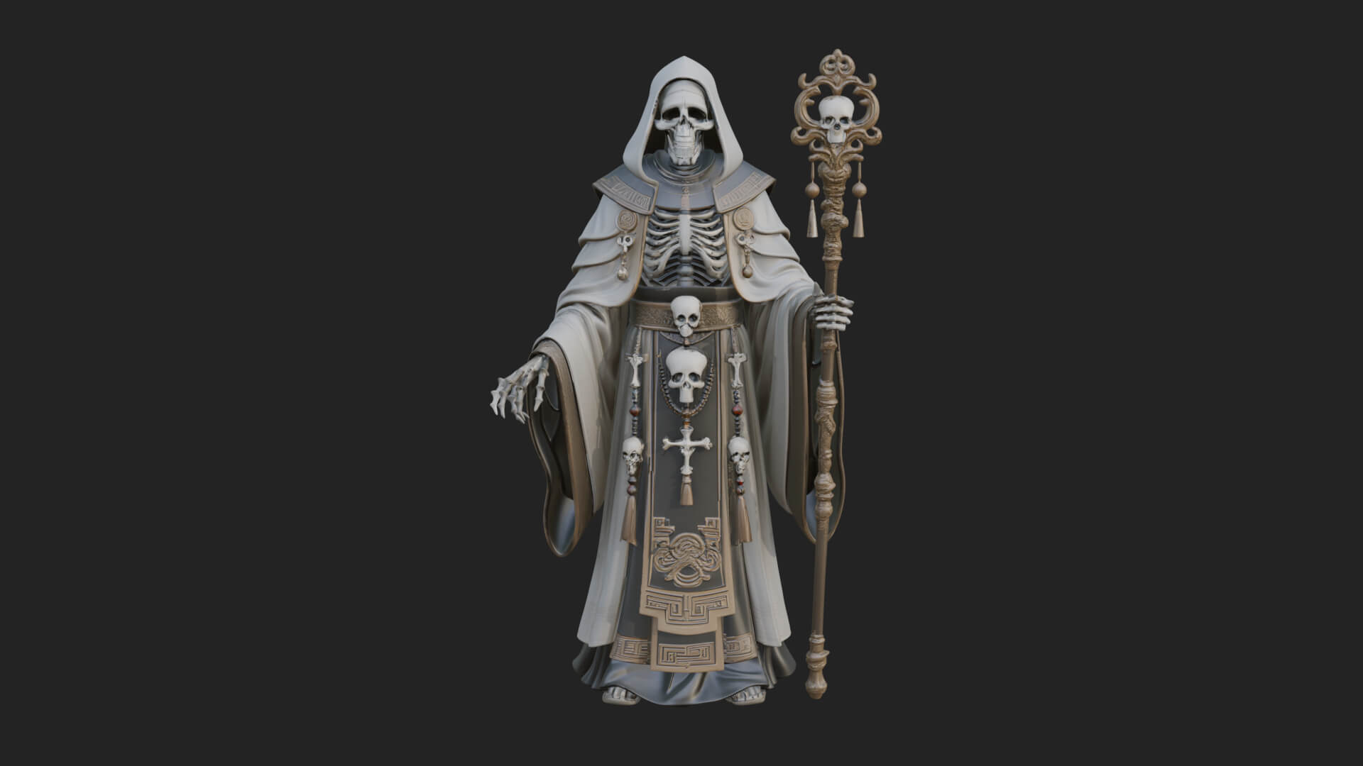 Skeleton Bishop Statue Design 5 3D Print Model 3D Model