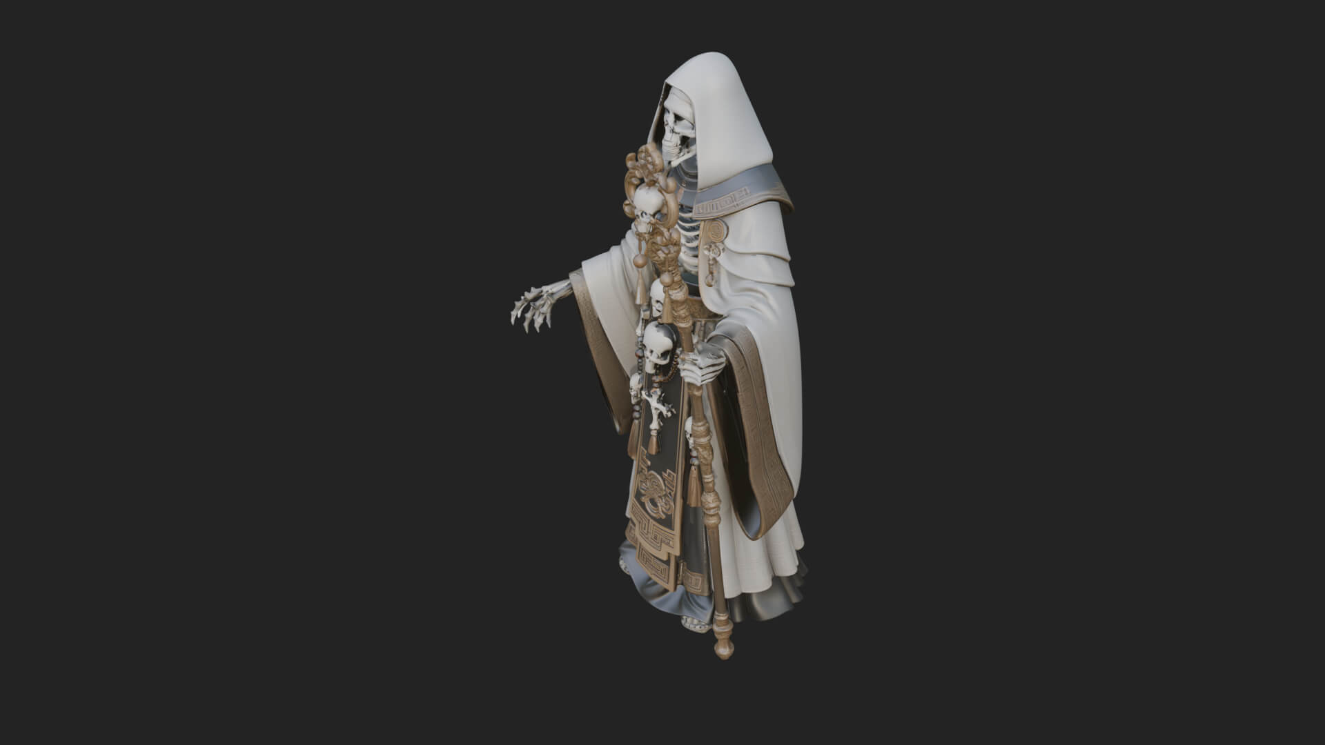 Skeleton Bishop Statue Design 5 3D Print Model 3D Model