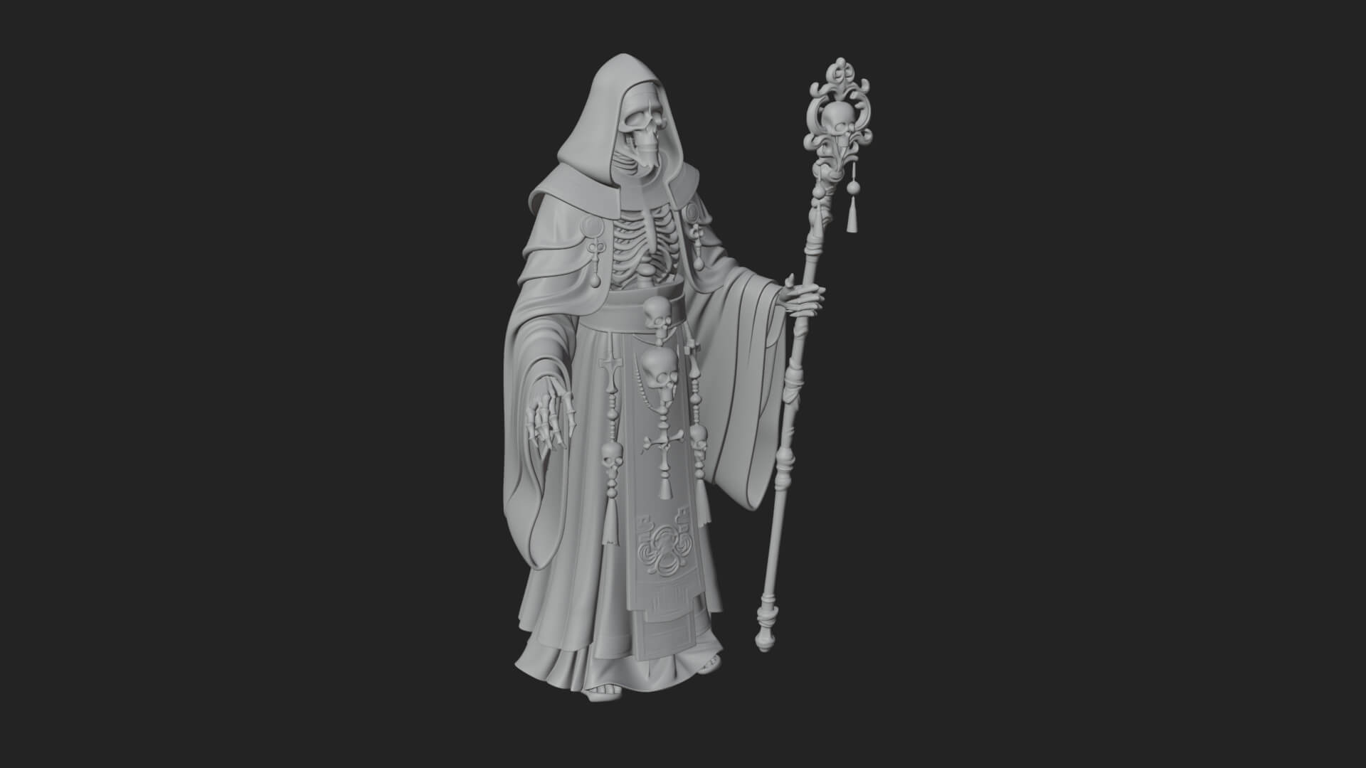 Skeleton Bishop Statue Design 5 3D Print Model 3D Model