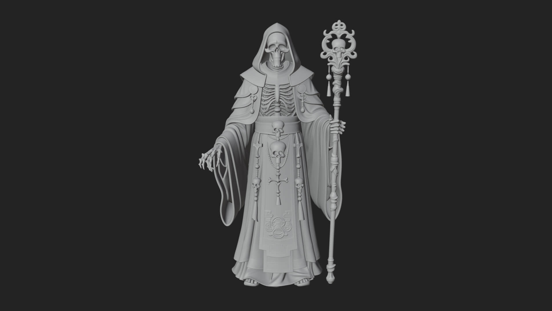 Skeleton Bishop Statue Design 5 3D Print Model 3D Model