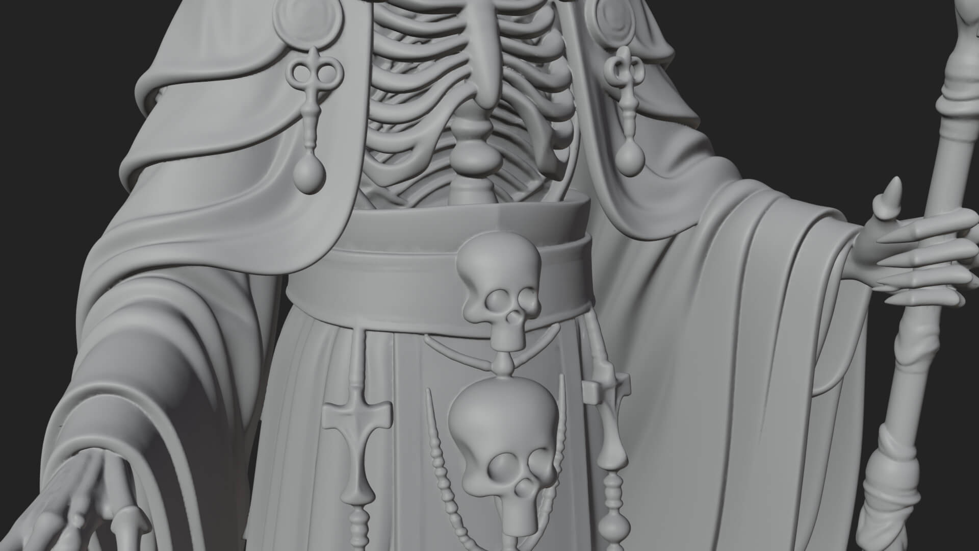 Skeleton Bishop Statue Design 5 3D Print Model 3D Model