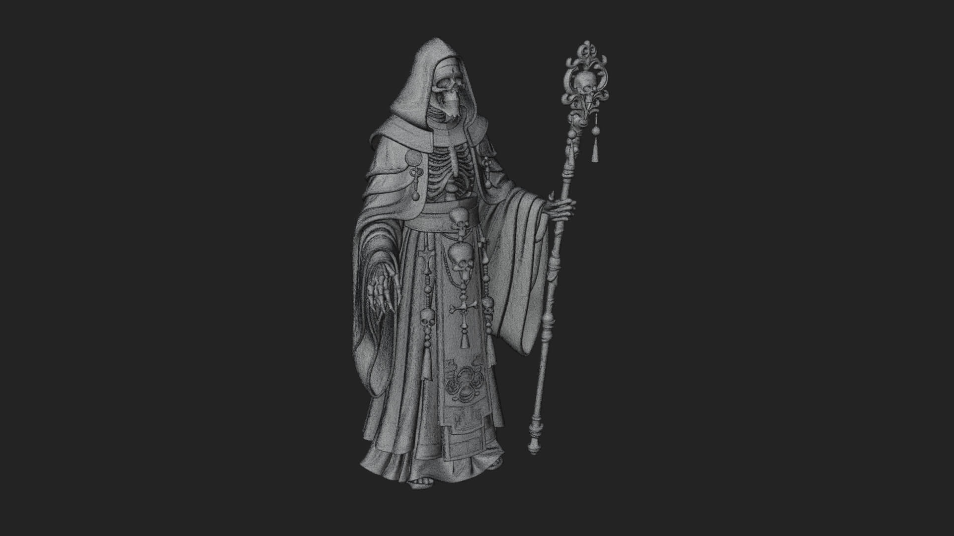 Skeleton Bishop Statue Design 5 3D Print Model 3D Model