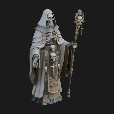 Skeleton Bishop Statue Design 5 3D Print Model