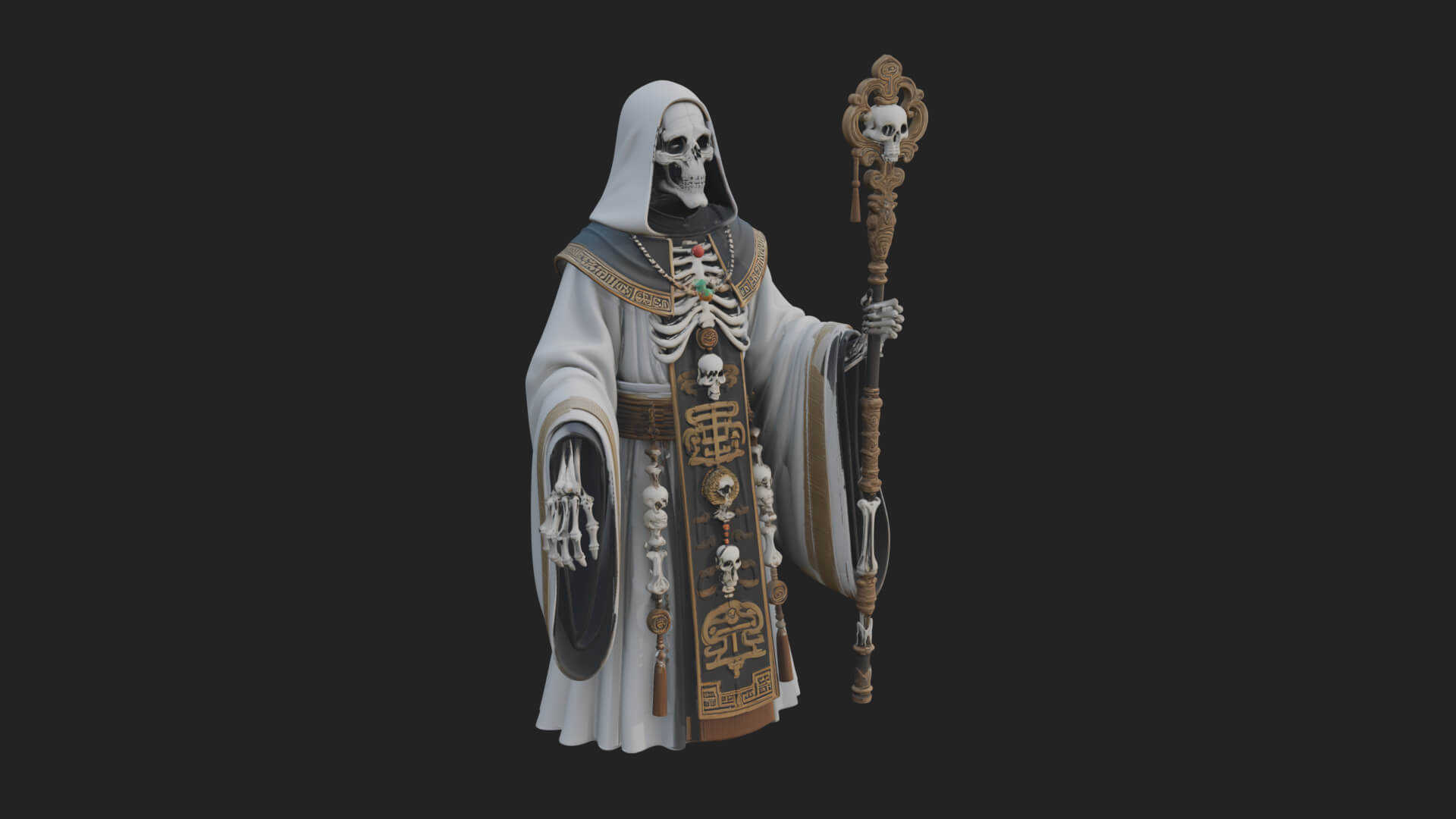 Skeleton Bishop Statue Design 6 3D Print Model 3D Model