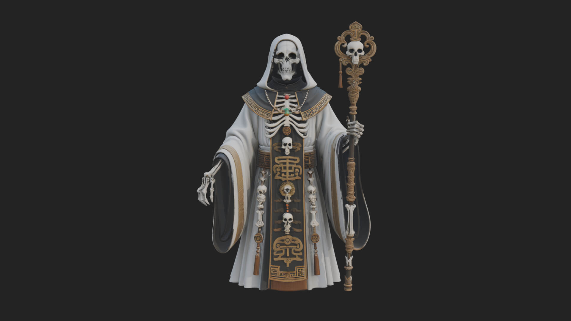 Skeleton Bishop Statue Design 6 3D Print Model 3D Model