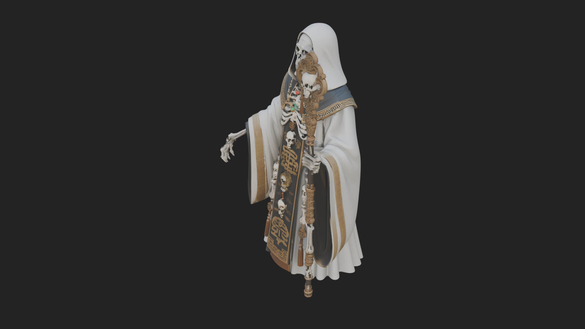 Skeleton Bishop Statue Design 6 3D Print Model 3D Model