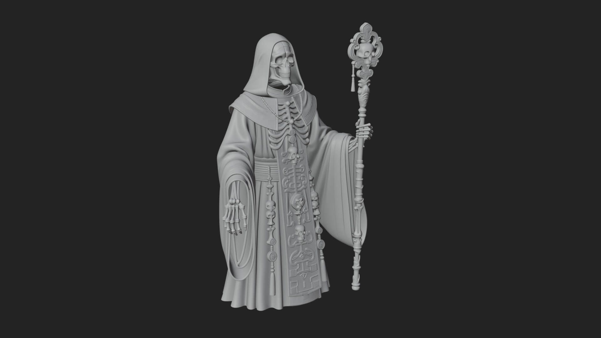 Skeleton Bishop Statue Design 6 3D Print Model 3D Model