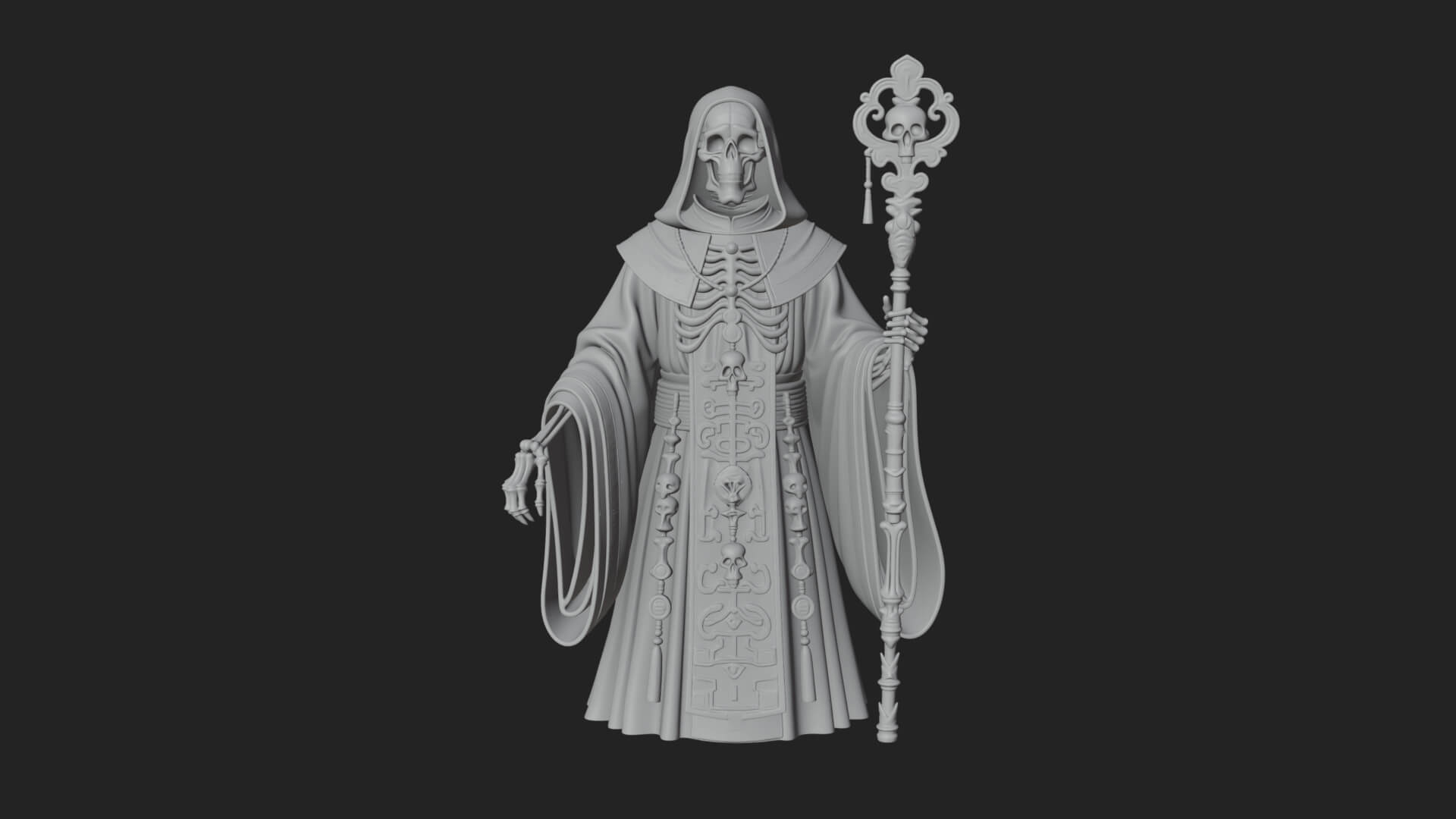 Skeleton Bishop Statue Design 6 3D Print Model 3D Model