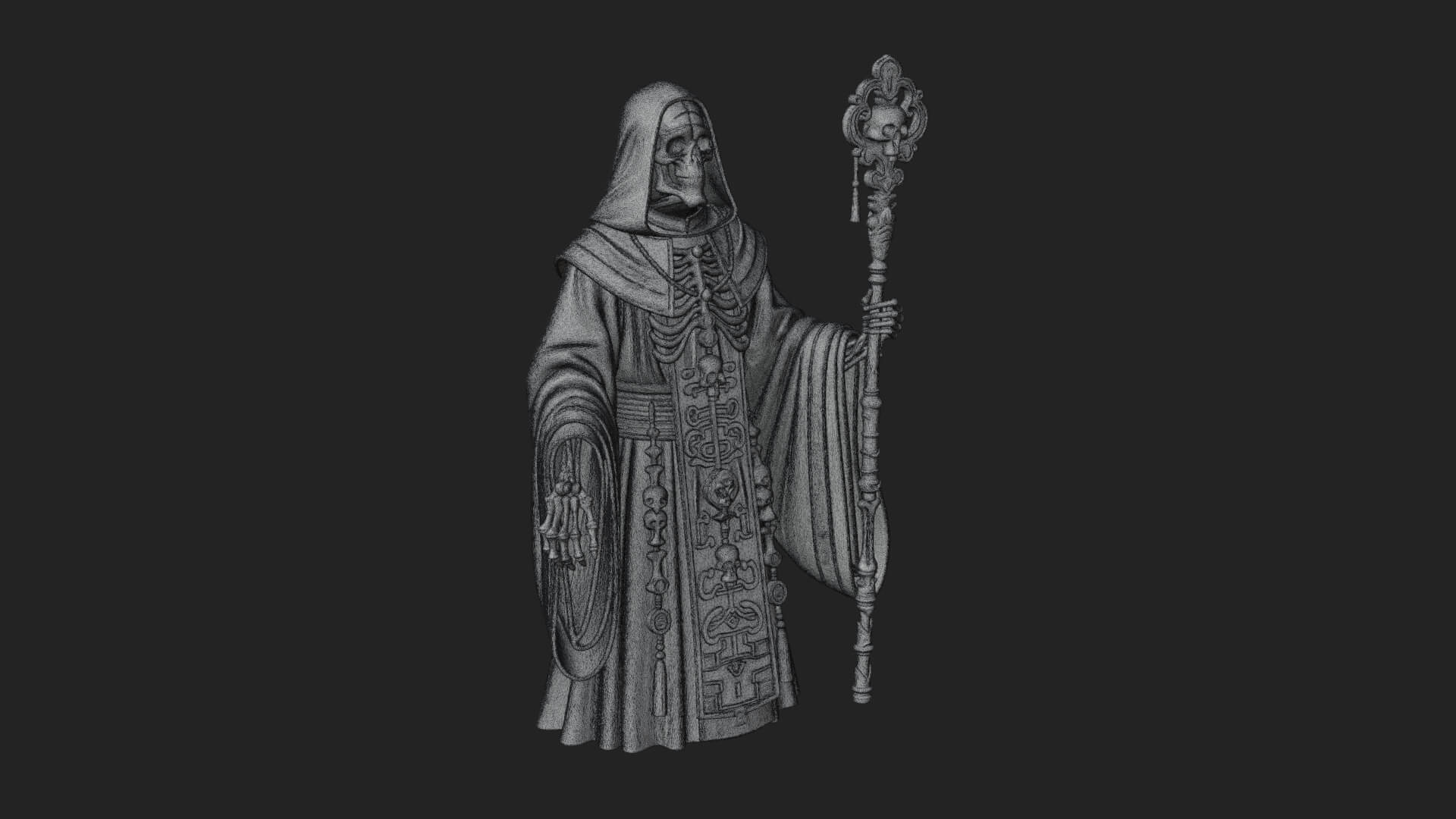 Skeleton Bishop Statue Design 6 3D Print Model 3D Model