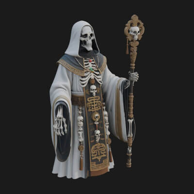 Skeleton Bishop Statue Design 6 3D Print Model