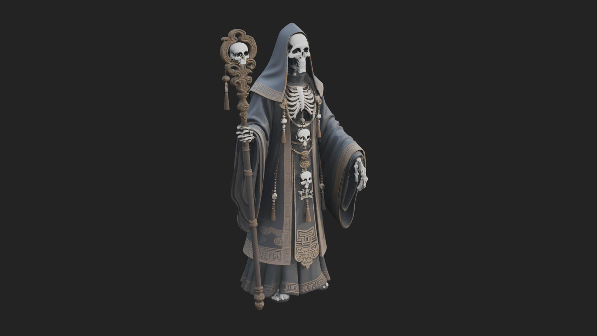Skeleton Bishop Statue Design 7 3D Print Model 3D Model