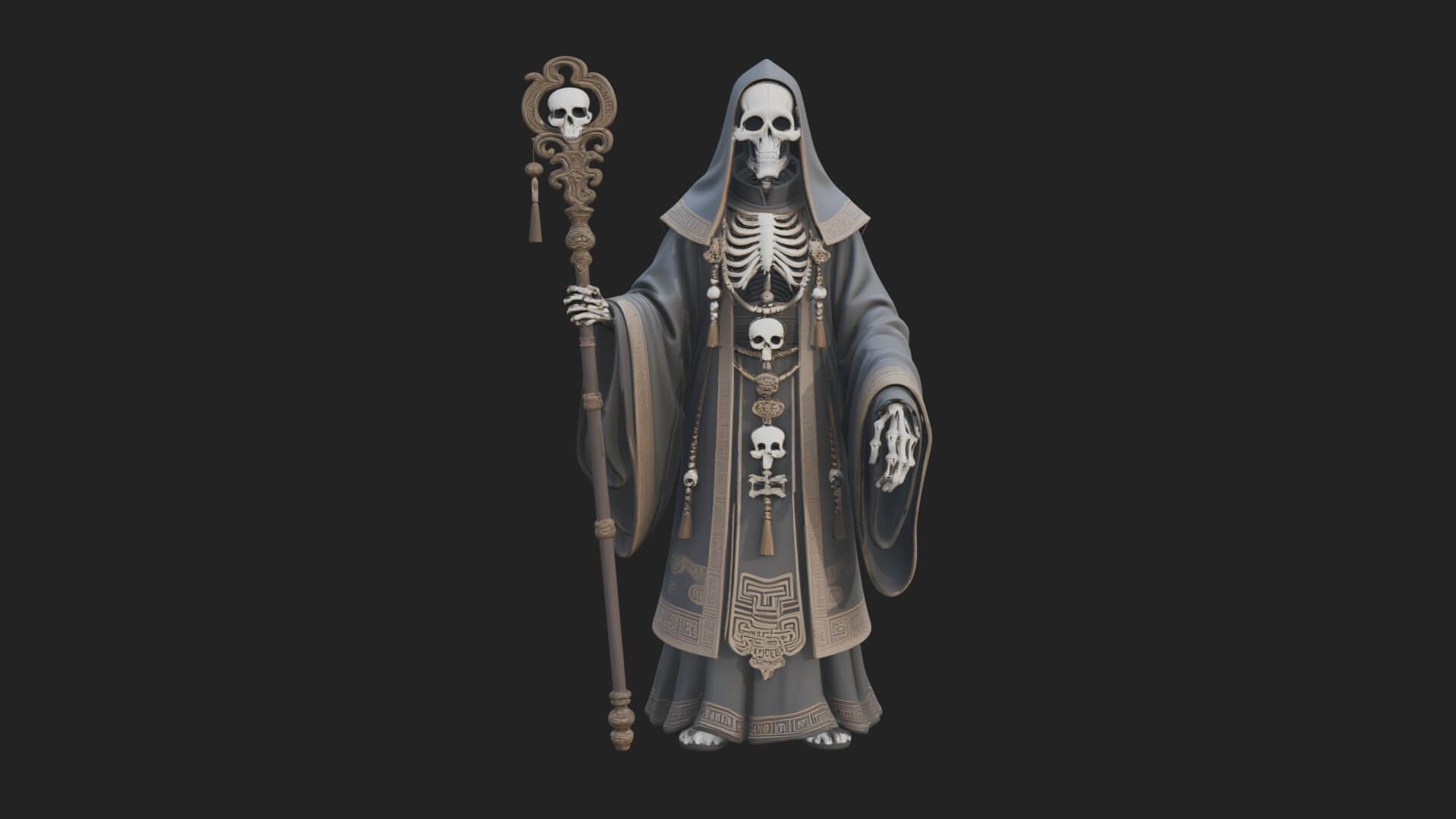 Skeleton Bishop Statue Design 7 3D Print Model 3D Model
