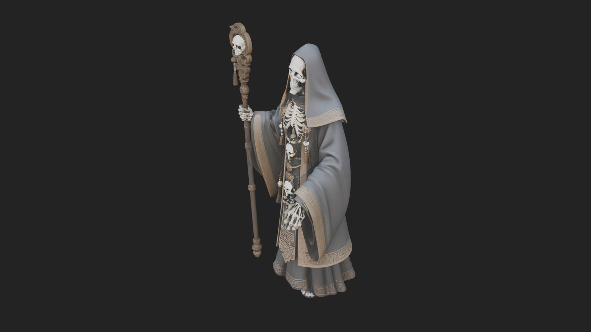 Skeleton Bishop Statue Design 7 3D Print Model 3D Model