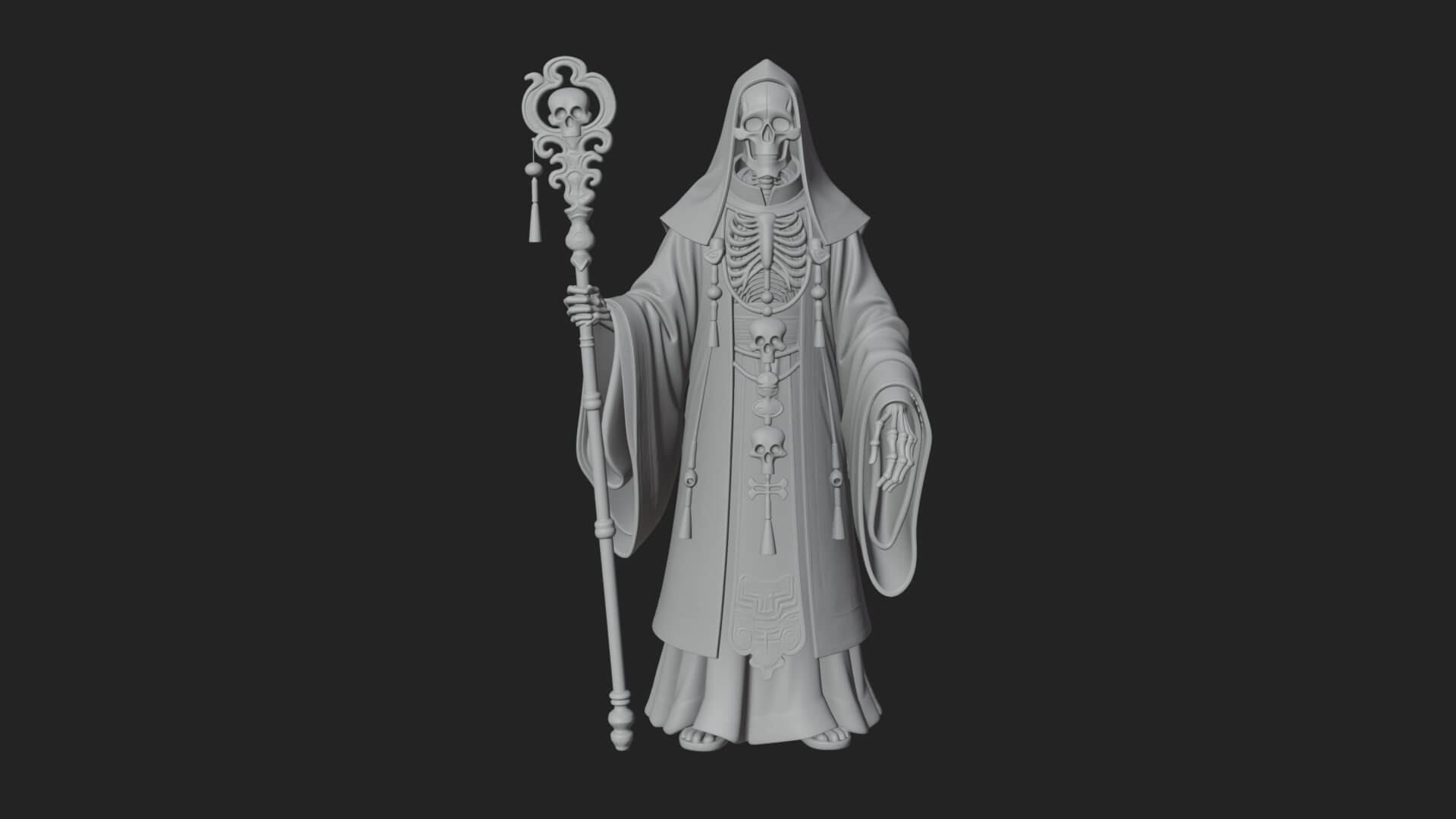Skeleton Bishop Statue Design 7 3D Print Model 3D Model
