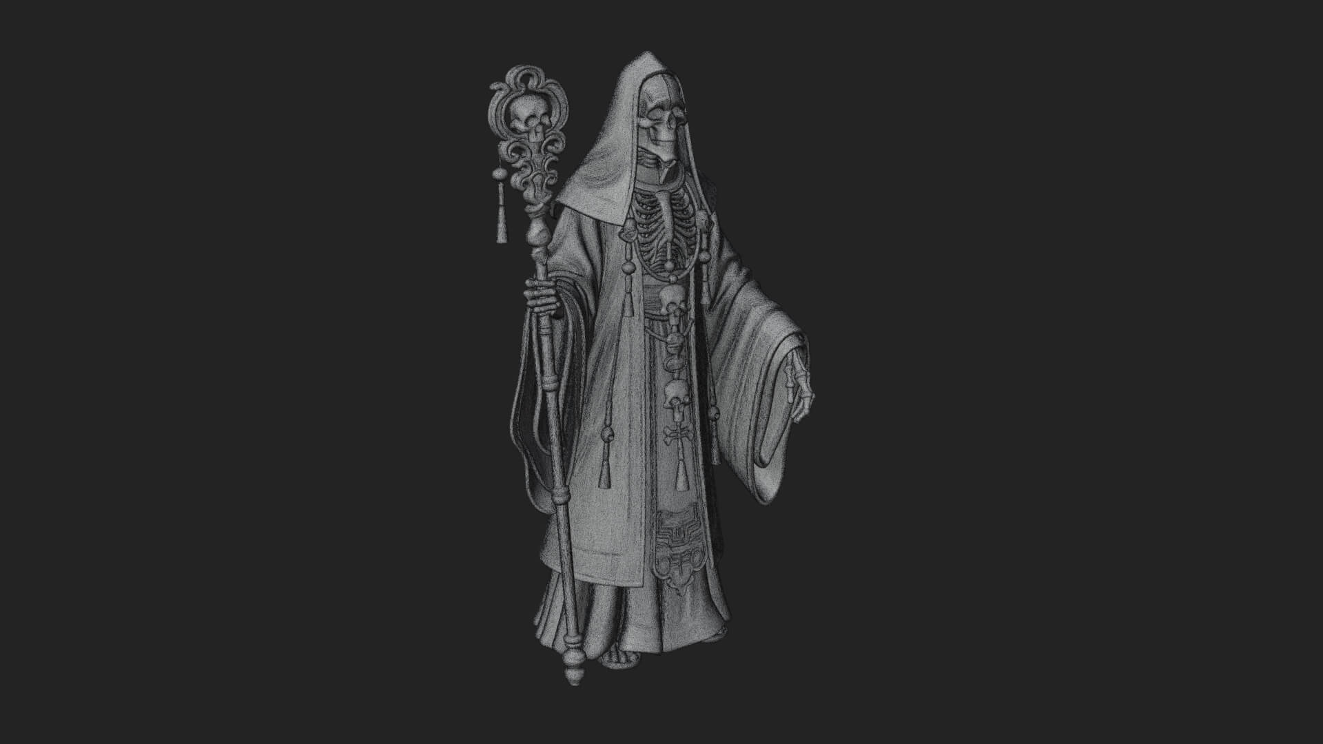 Skeleton Bishop Statue Design 7 3D Print Model 3D Model