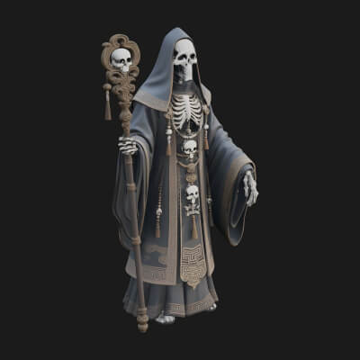 Skeleton Bishop Statue Design 7 3D Print Model
