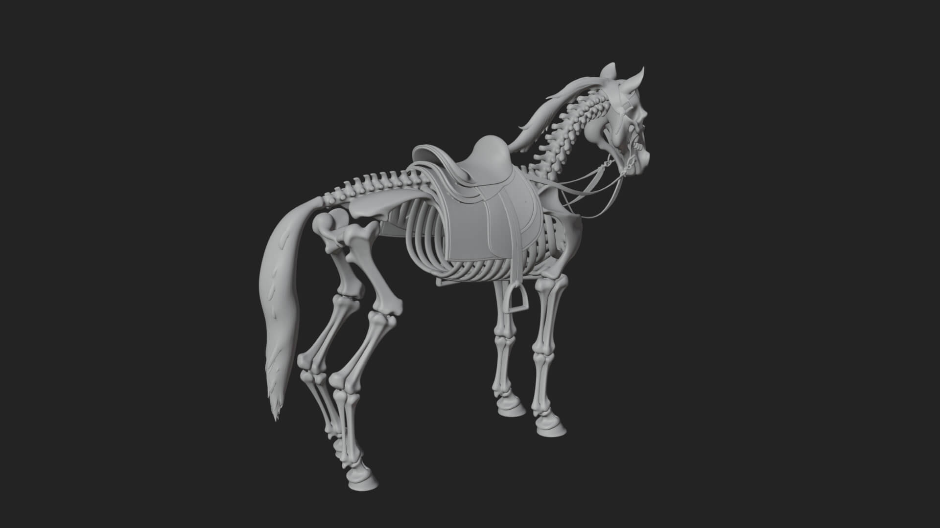 Skeleton Horse Statue Design 2 3D Print Model 3D Model