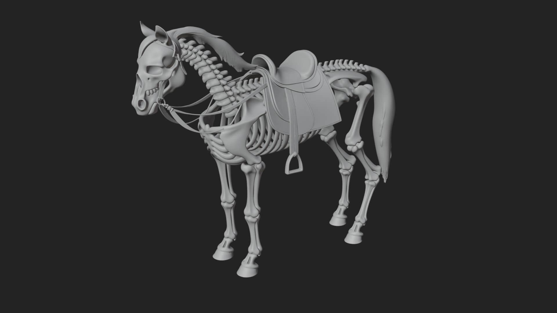 Skeleton Horse Statue Design 2 3D Print Model 3D Model
