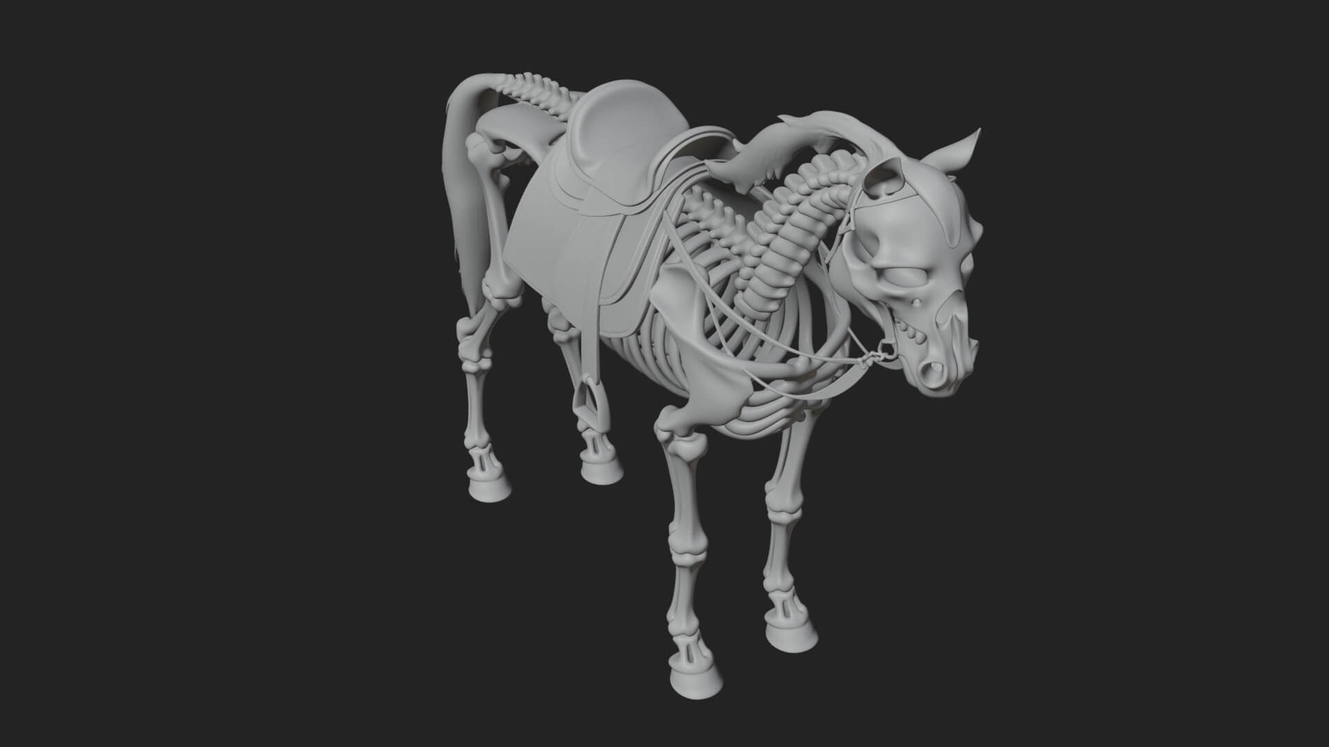 Skeleton Horse Statue Design 2 3D Print Model 3D Model