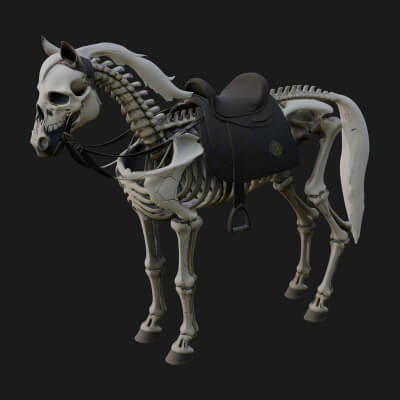 Skeleton Horse Statue Design 2 3D Print Model