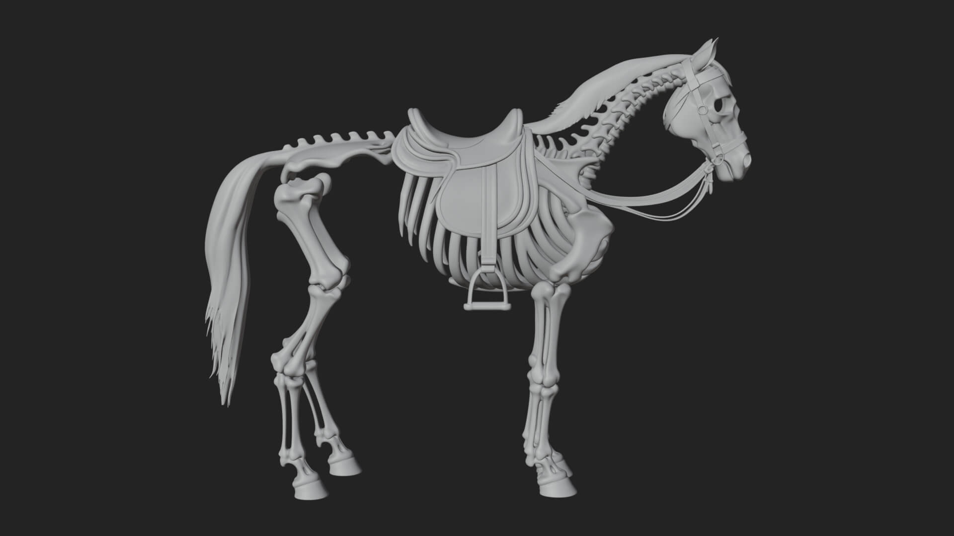 Skeleton Horse Statue Design 3 3D Print Model 3D Model