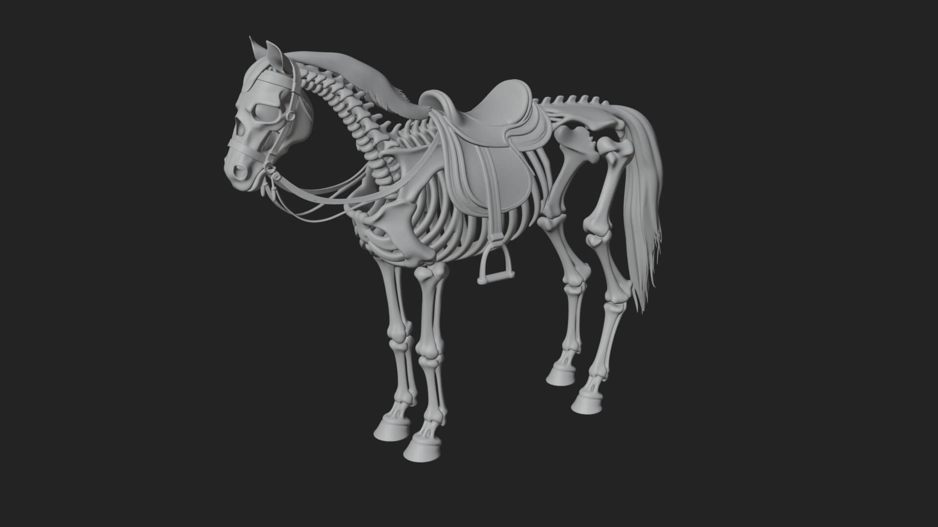 Skeleton Horse Statue Design 3 3D Print Model 3D Model