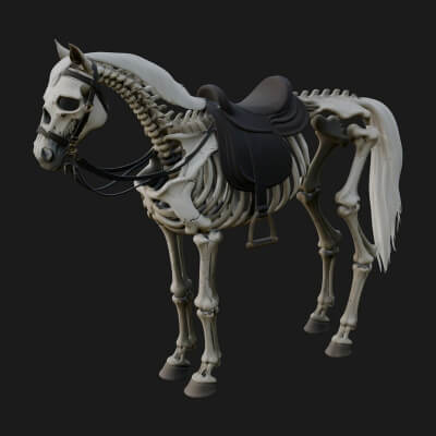 Skeleton Horse Statue Design 3 3D Print Model