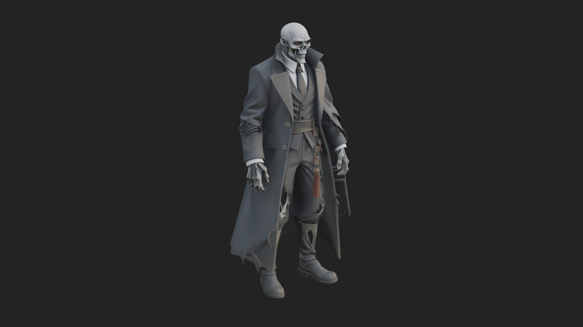 Skeleton in Suit Statue Design 1 3D Print Model 3D Model