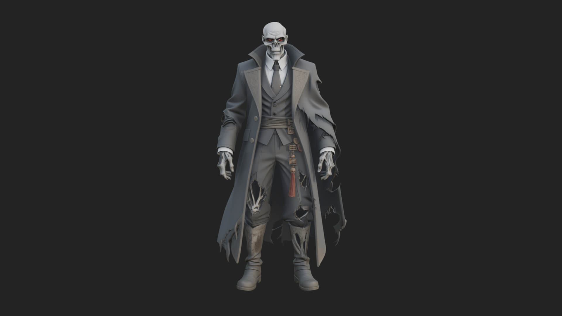 Skeleton in Suit Statue Design 1 3D Print Model 3D Model
