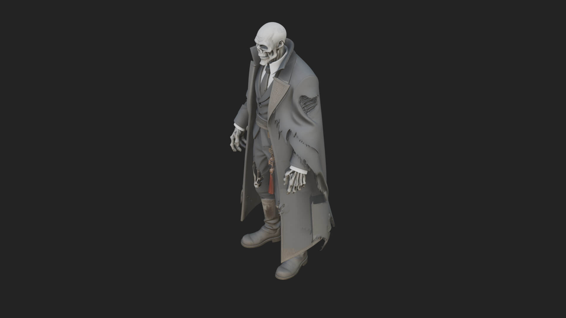 Skeleton in Suit Statue Design 1 3D Print Model 3D Model