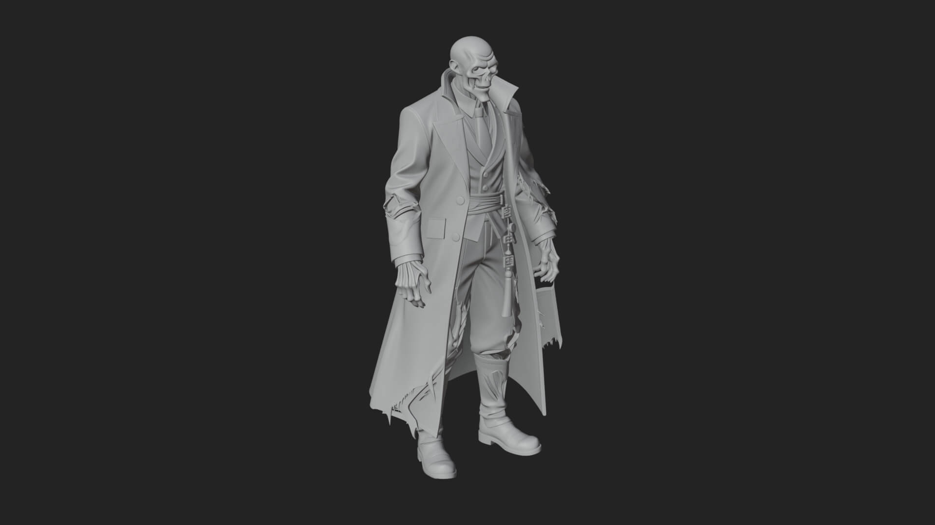 Skeleton in Suit Statue Design 1 3D Print Model 3D Model