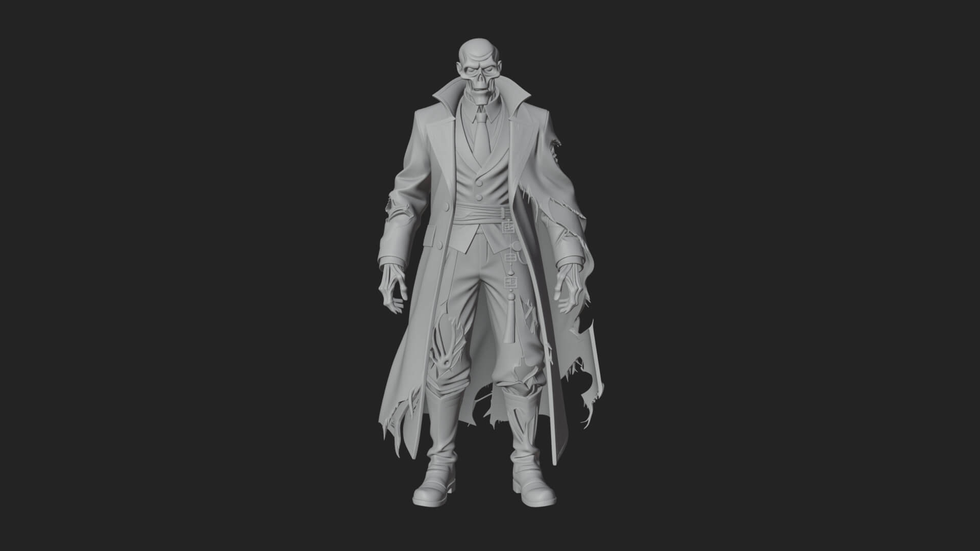 Skeleton in Suit Statue Design 1 3D Print Model 3D Model