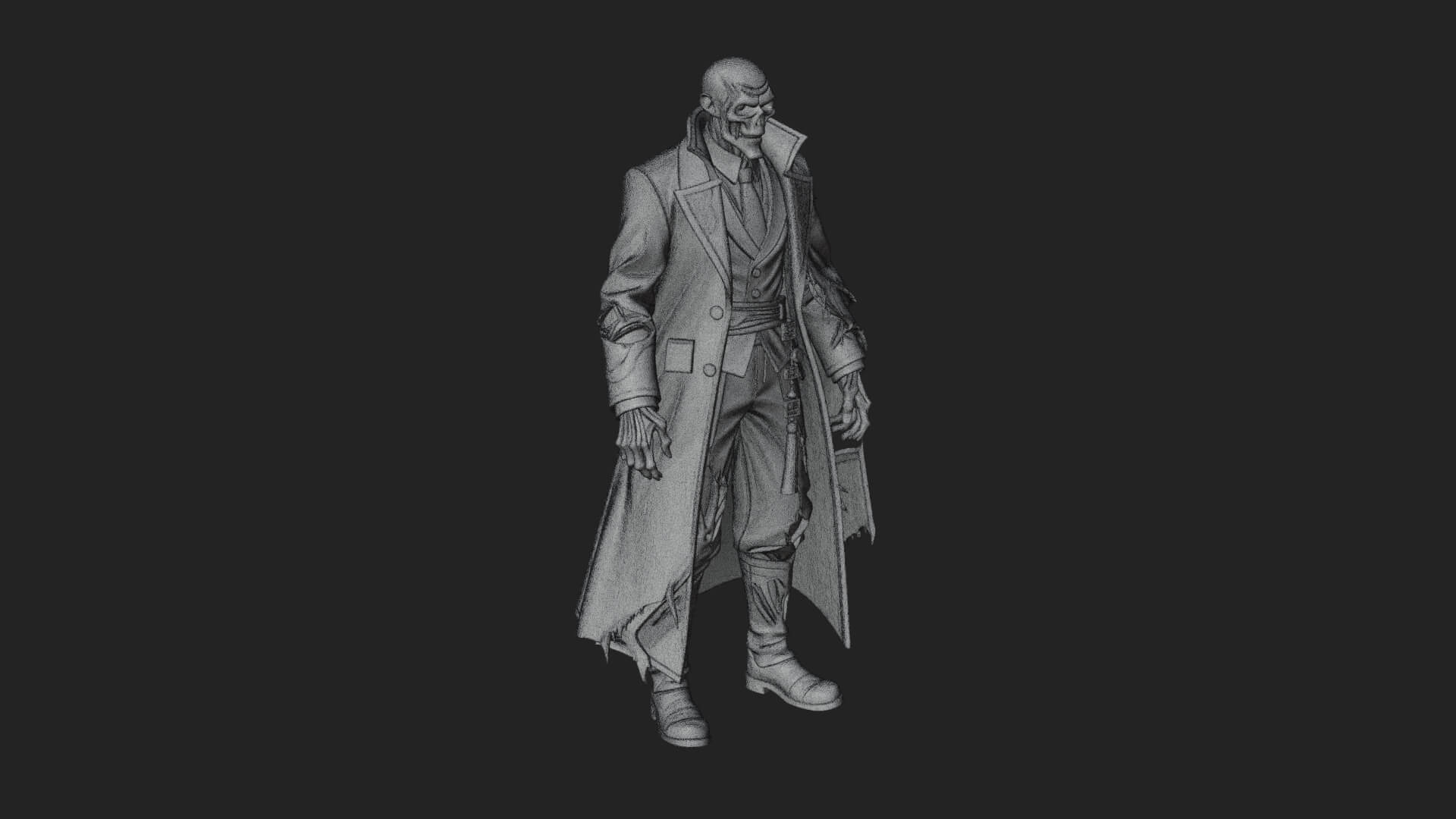 Skeleton in Suit Statue Design 1 3D Print Model 3D Model