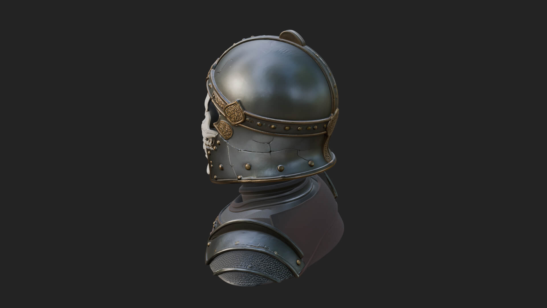 Skeleton Knight Bust Statue Design 4 3D Print Model 3D Model