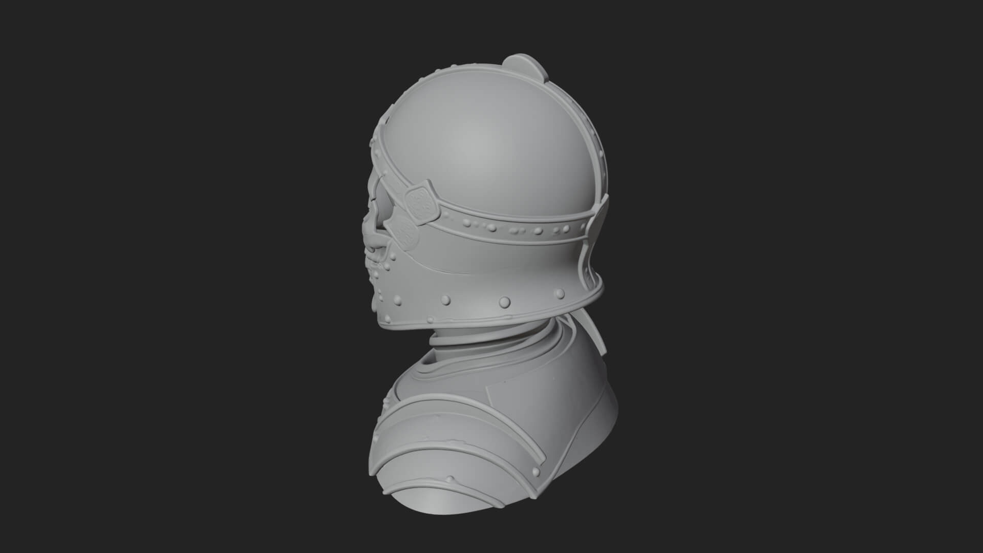 Skeleton Knight Bust Statue Design 4 3D Print Model 3D Model
