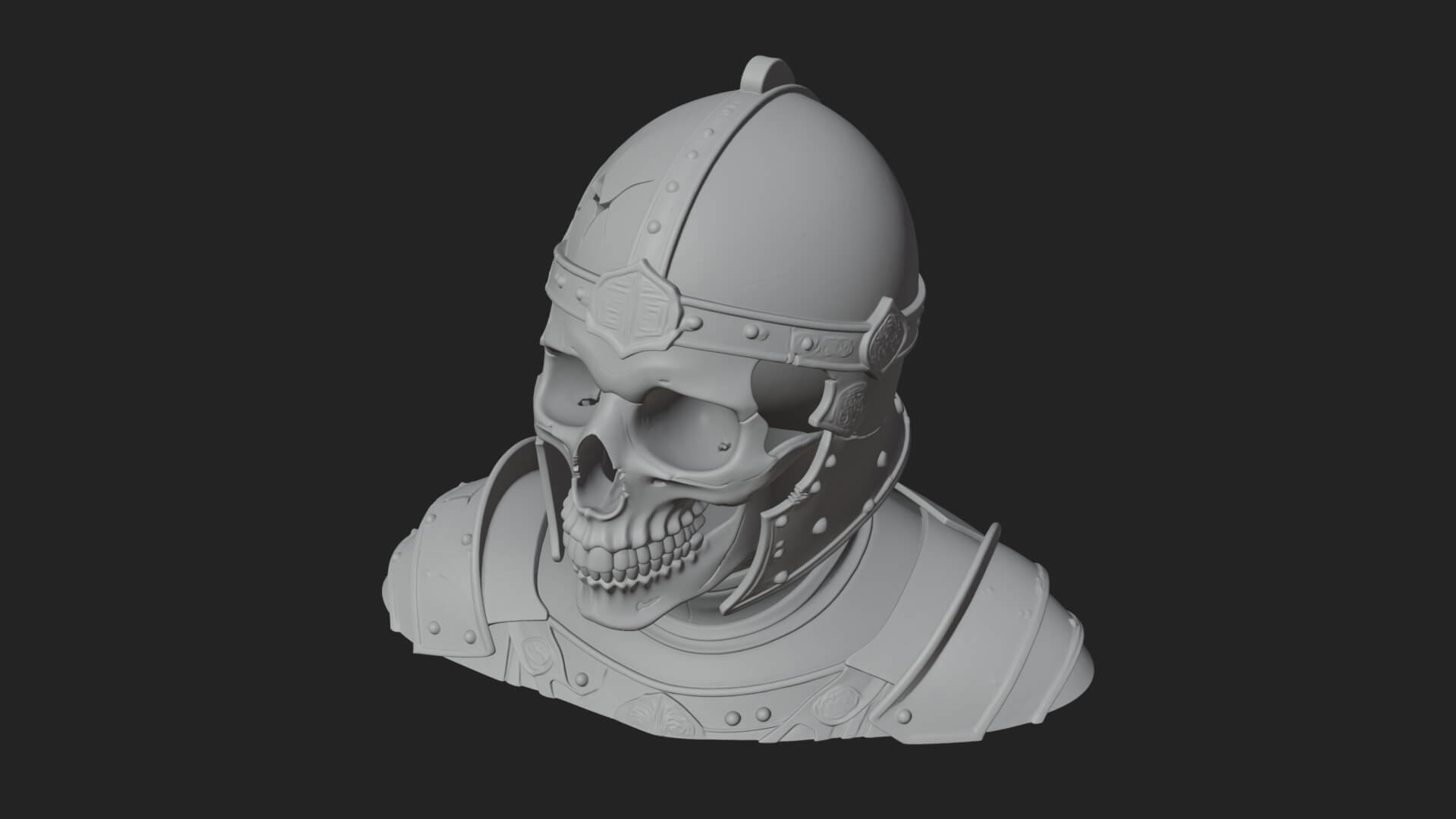 Skeleton Knight Bust Statue Design 4 3D Print Model 3D Model