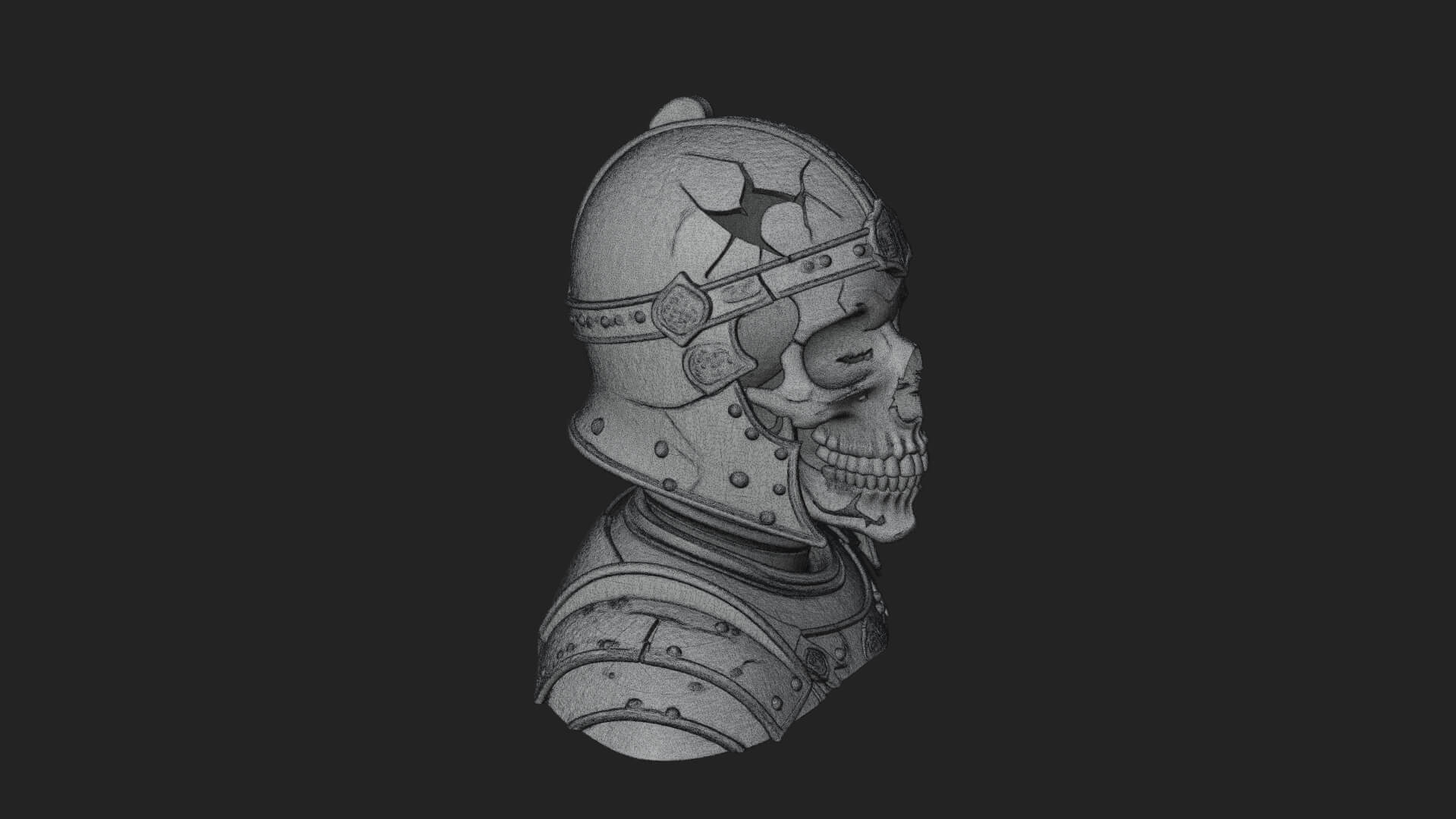 Skeleton Knight Bust Statue Design 4 3D Print Model 3D Model