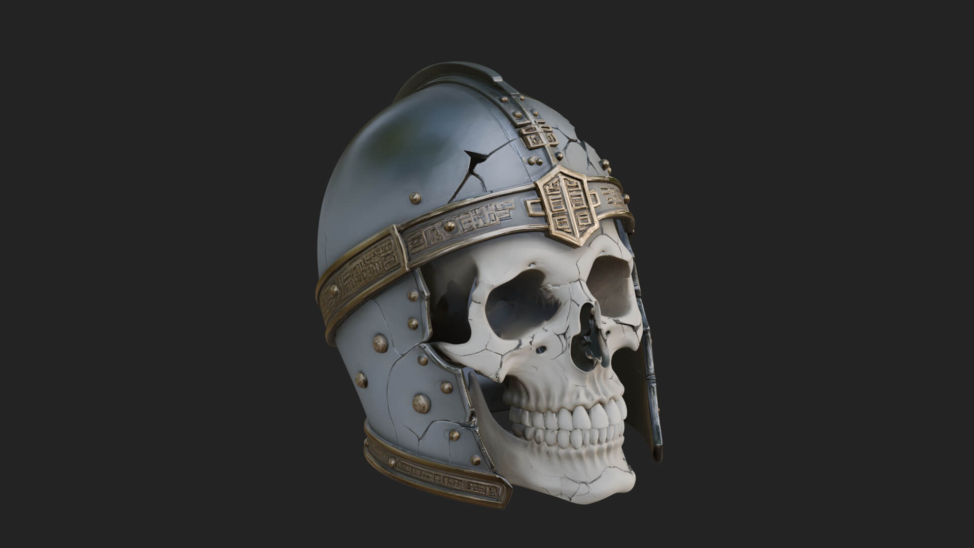 Skeleton Knight Bust Statue Design 5 3D Print Model 3D Model