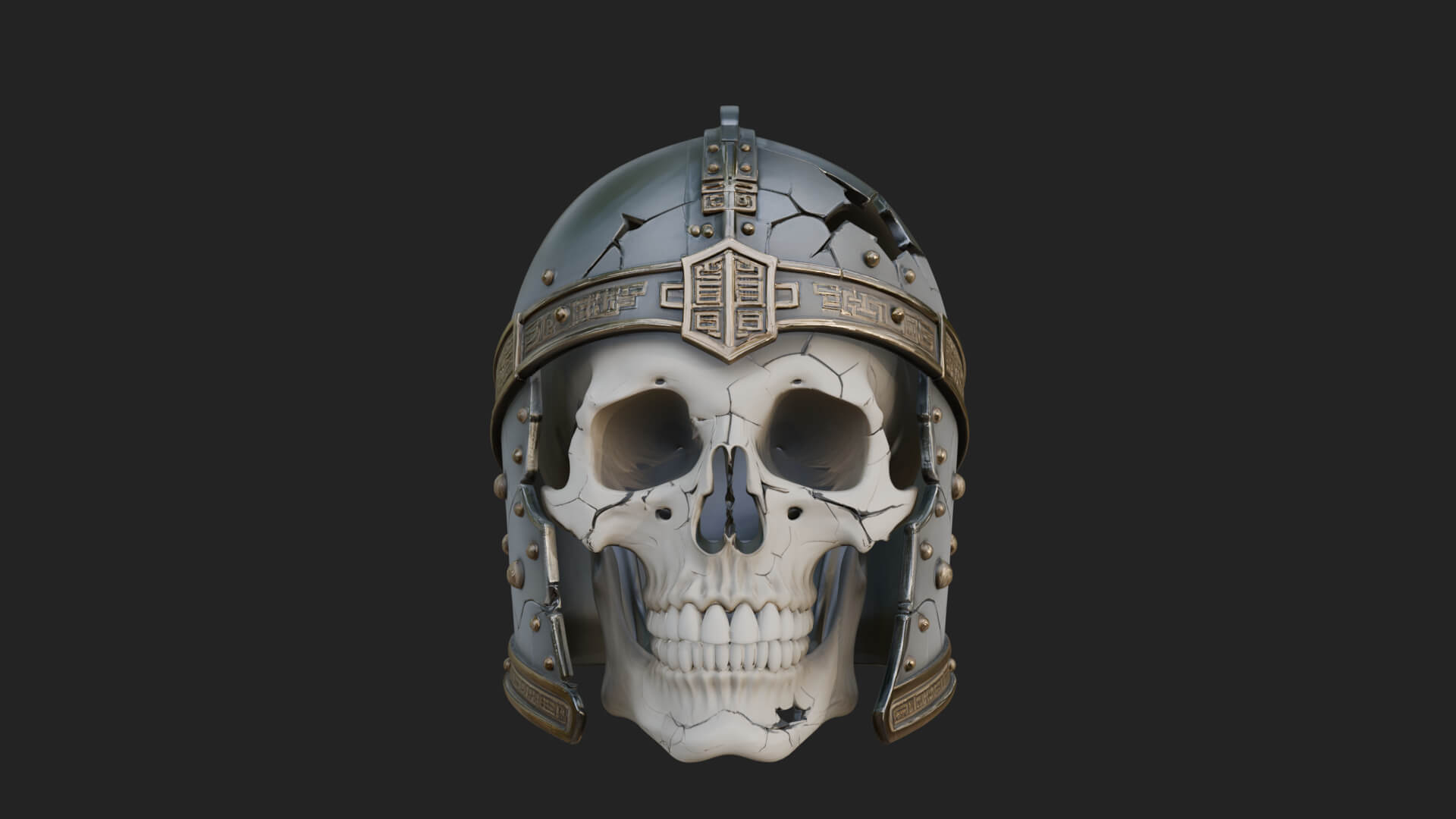 Skeleton Knight Bust Statue Design 5 3D Print Model 3D Model