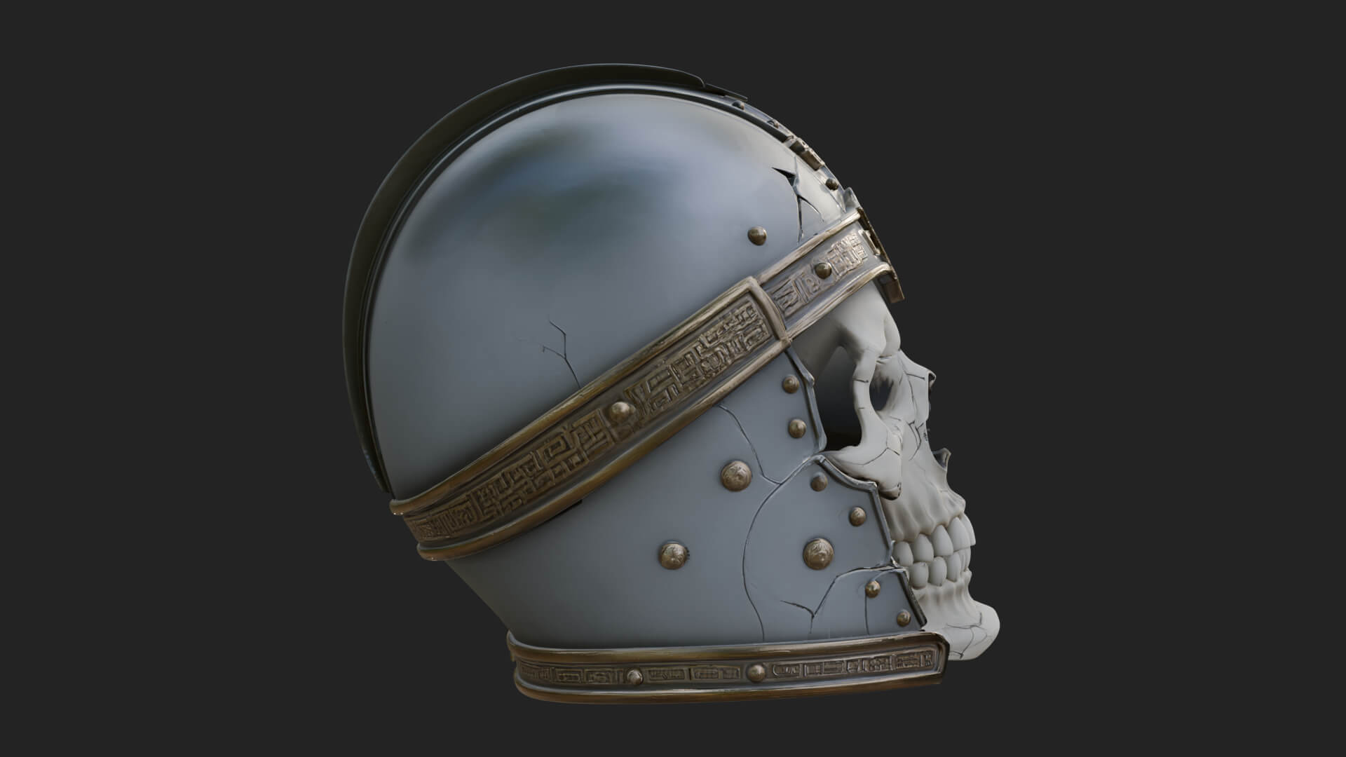 Skeleton Knight Bust Statue Design 5 3D Print Model 3D Model