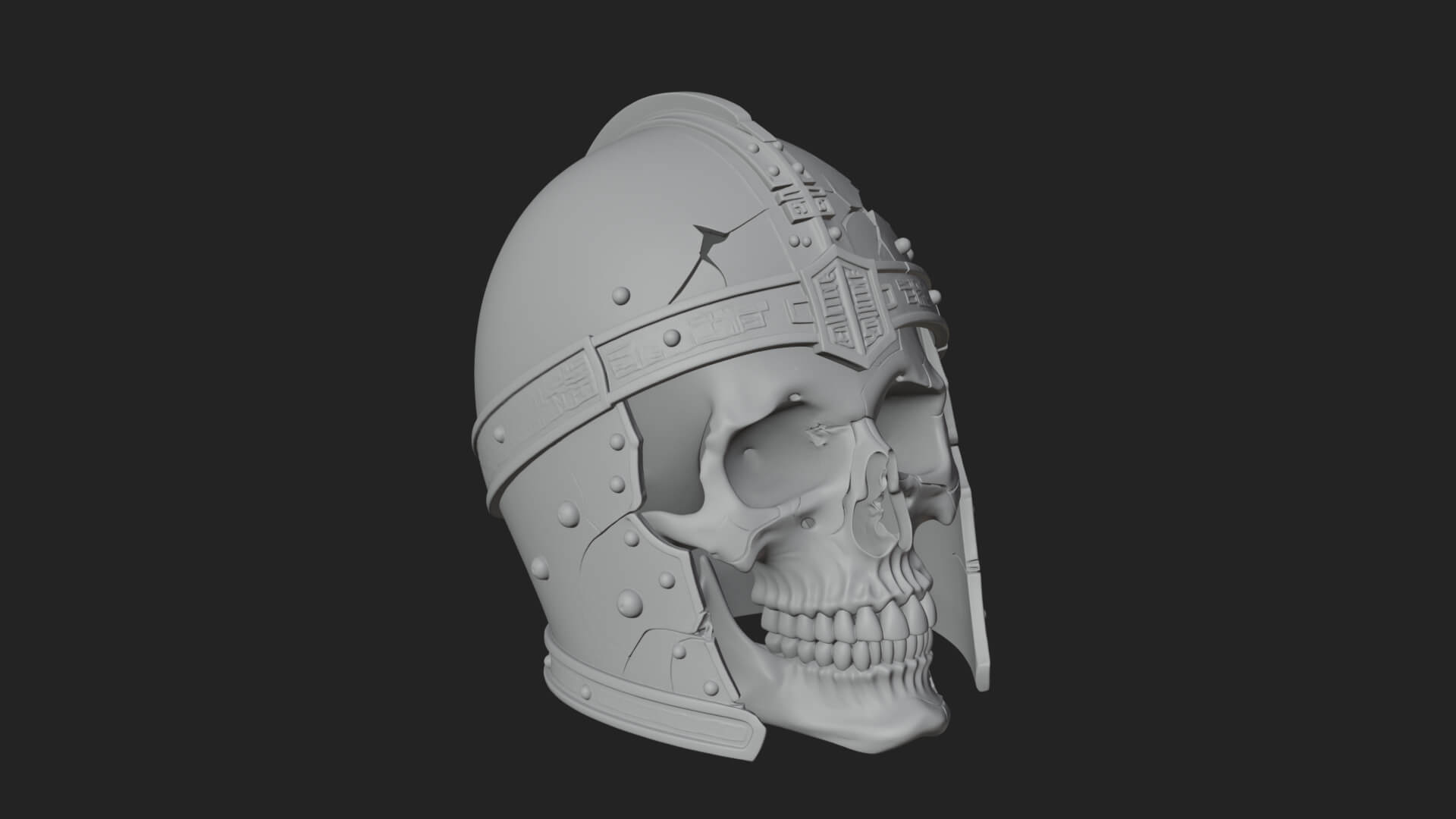 Skeleton Knight Bust Statue Design 5 3D Print Model 3D Model