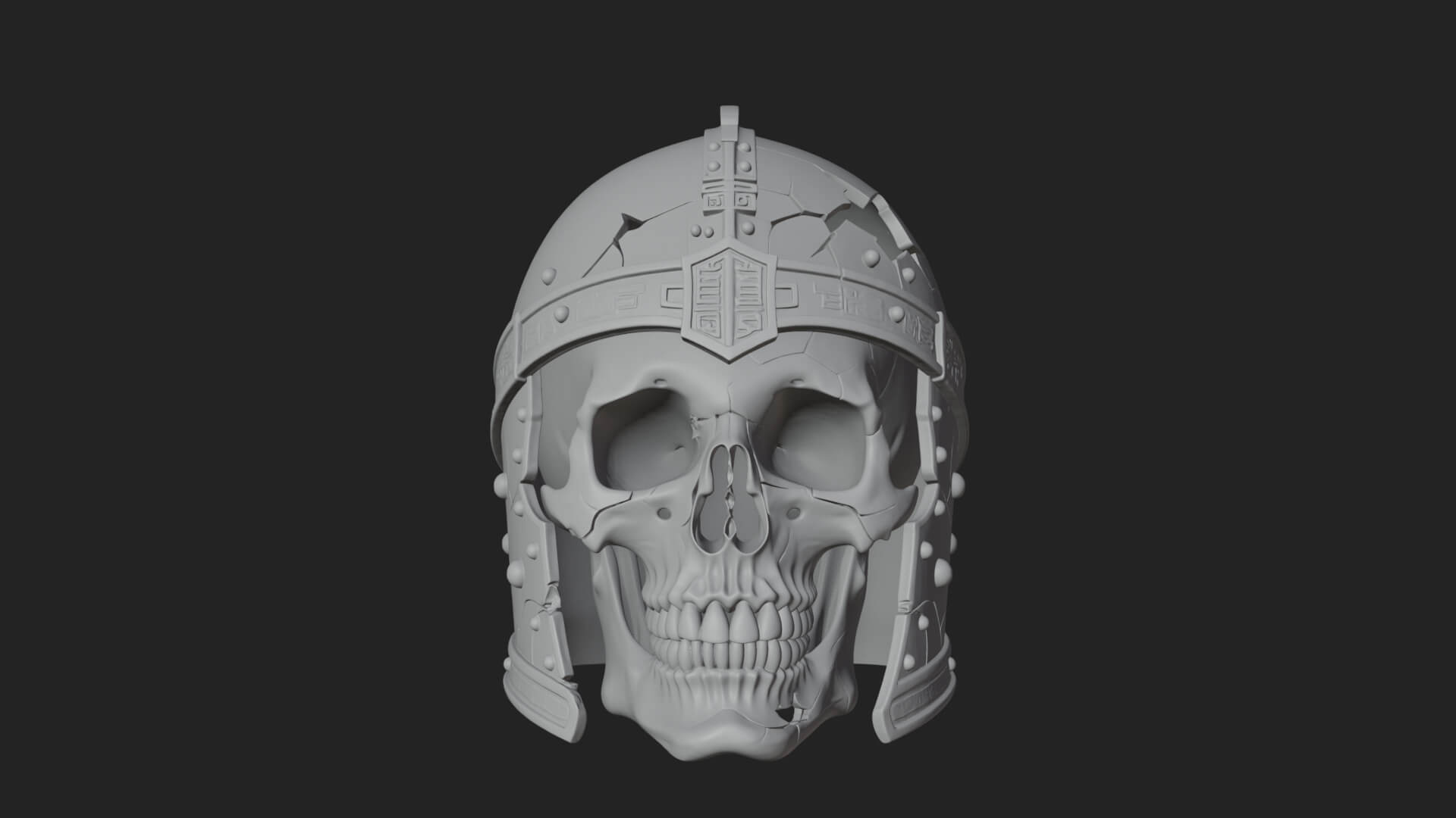 Skeleton Knight Bust Statue Design 5 3D Print Model 3D Model