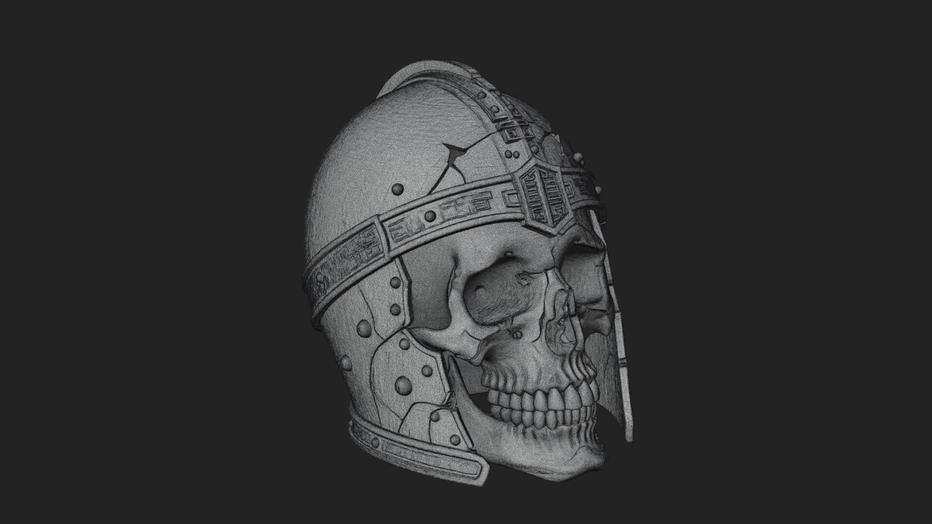 Skeleton Knight Bust Statue Design 5 3D Print Model 3D Model