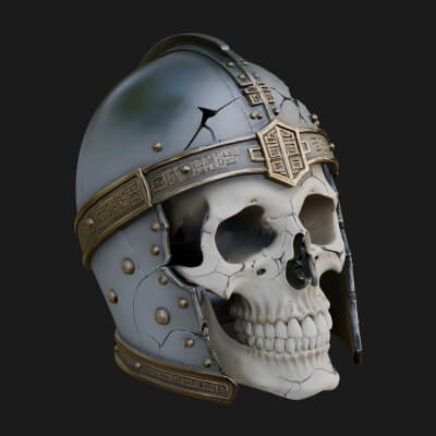 Skeleton Knight Bust Statue Design 5 3D Print Model