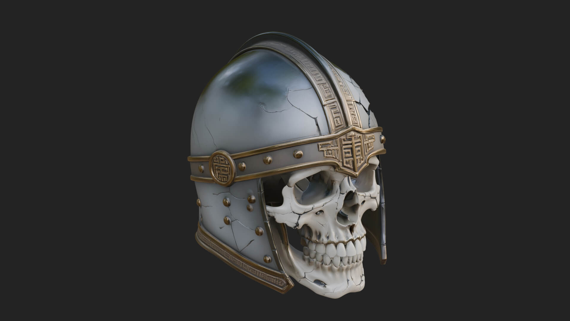 Skeleton Knight Bust Statue Design 6 3D Print Model 3D Model